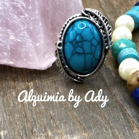 maximalist Turquoise  western ring in silver/protection and peace - Picture 2 of 7